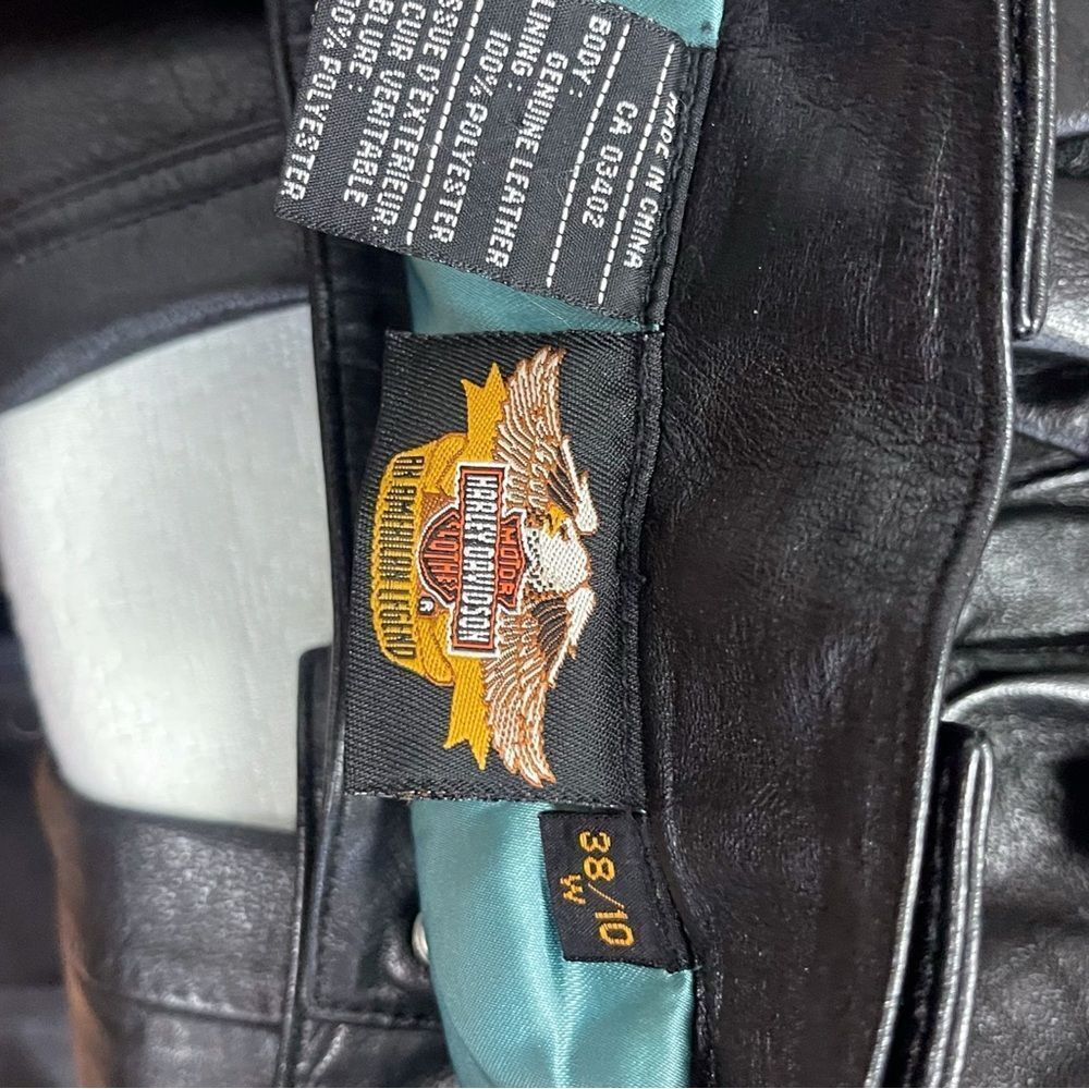 Harley-Davidson Black Leather Pants Women’s Size 10 | Lace-Up Back | 34” Inseam - Picture 3 of 5
